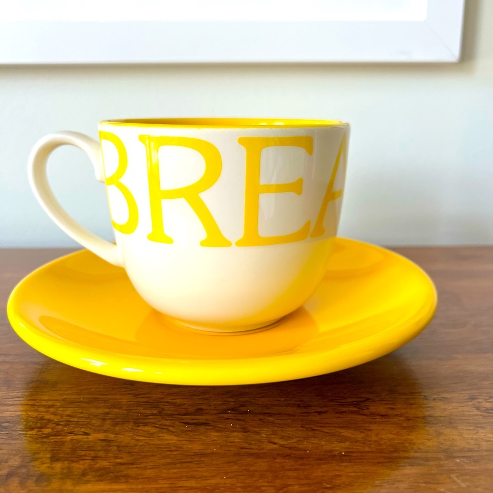 Crate & Barrel Oversized Breakfast Mug and Saucer Set